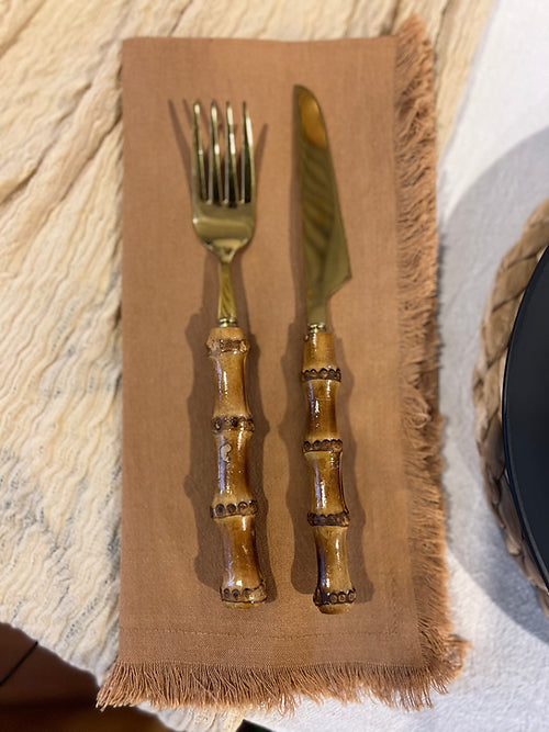 Set de cubiertos bamboo Dorados