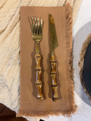 Set de cubiertos bamboo Dorados