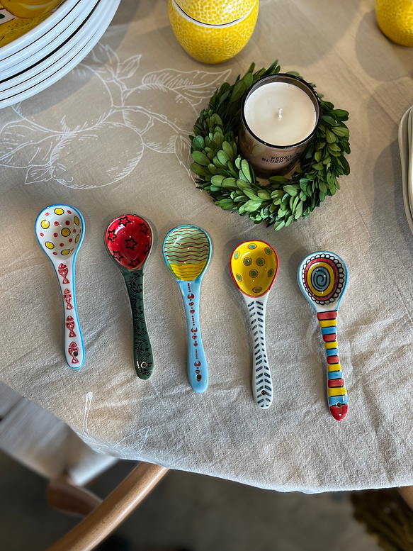 painted ceramic spoons