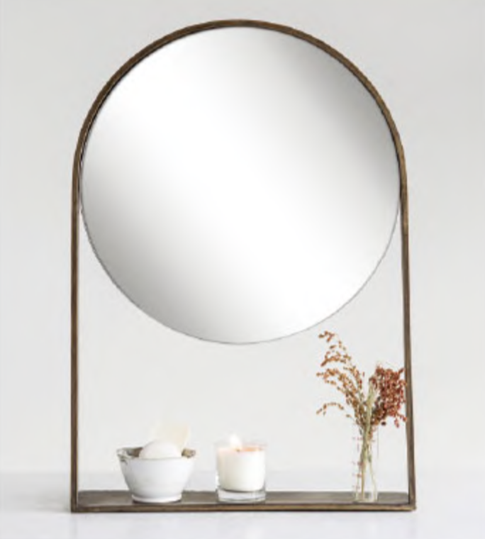 Circular Mirror with Shelf